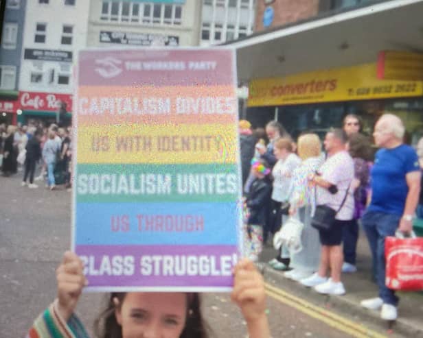 Capitalism divides us with identity Socialism Unites Us Through Class Struggle.
