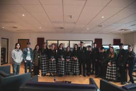 Students from St Joseph’s High School, Crossmaglen who recorded music for projects at SRC’s dedicated sound studio.