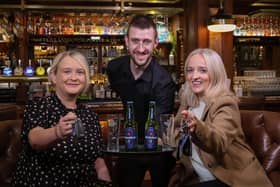 DRIVING HOME FOR CHRISTMAS: With the Christmas party season fast approaching, Craigavon-based drinks distributor United Wines has launched details of its festive Designated Driver campaign to help Northern Ireland revellers enjoy the party season and get home safe. Starting from November 18, the initiative will see partygoers who volunteer themselves as a designated driver rewarded with a free Heineken®0.0 or Birra Moretti Zero when they make themselves known to bar staff by showing their car keys at participating venues. Launching the safe driving campaign are Gemma Herdman (left) and Maura Bradshaw of United Wines, with Willy Erwin of The Lansdowne on Antrim Road, Belfast.