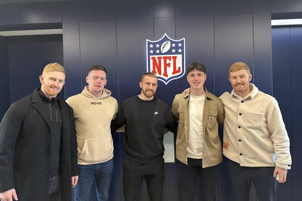 Charlie Smyth (second from the right) impressed at the NFL Combine. Picture: Tadhg Leader