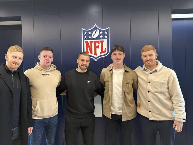 Charlie Smyth (second from the right) impressed at the NFL Combine. Picture: Tadhg Leader