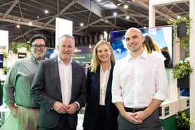 Pictured at the Ireland Pavilion at the Singapore Fintech Festival are (l-r) Eoin Bourke, Head of Engineering Services for APAC, First Derivative; Economy Minister Conor Murphy; Karen O’Beacháin, Director, Operations and Management Services, First Derivative; and Jason Raffo, Global Solution Lead for Application Engineering for First Derivative.