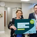 NMDDC Chairperson, Cllr Pete Byrne launches the new Make It Local campaign, ‘There’s Lots to Love when you #ShopLocal’. The Chairperson is photographed with Michelle Mallon from Michelle Mallon Hair & Beauty in Meigh, one of the villages and small towns which benefited from improvements to its infrastructure and public spaces through funding from the ‘Small Settlements Regeneration Programme’