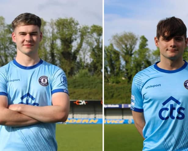 Warrenpoint Town announced the arrivals of Adam Carroll (left) and Lorcan Forde on Monday.