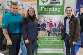 Kevin Doherty CEO Rural Support, Catherine McKenna, Farming for the Generations Programme Manager and Andrew Muir, Minister of Agriculture, Environment, and Rural Affairs.