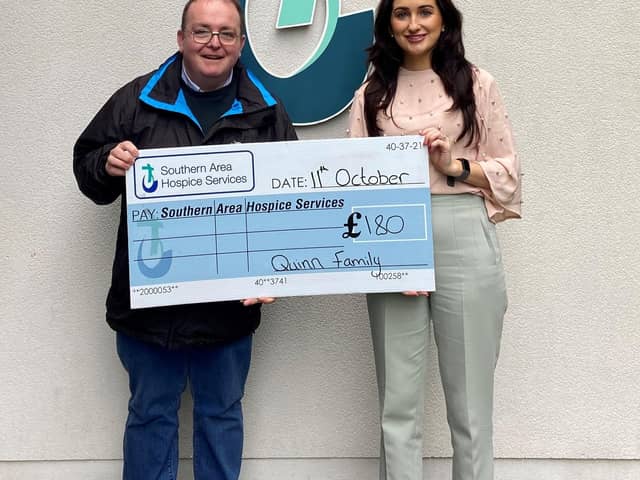 Oliver Quinn with Hospice Fundraising Officer, Bernie Murphy.