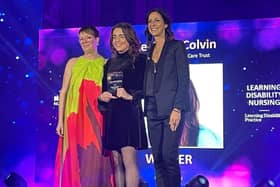 Julie Ann Colvin receives her award at the RCN Nursing Awards.
