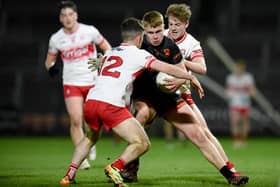 Armagh's Aaron O'Neill hit 0-3, but it wasn't enough as his side lost against Tyrone.  Pic: Brendan Monaghan