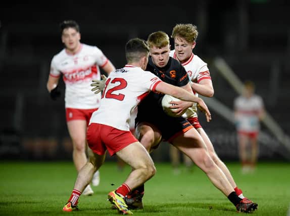 Armagh's Aaron O'Neill hit 0-3, but it wasn't enough as his side lost against Tyrone. Pic: Brendan Monaghan