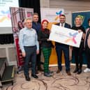 L-R Eammon Brankin, Digital IT; Alan McEneaney, PayPal; Tina Calder, Excalibur Press; Cllr Alan Lewis, Chairperson of Enterprise, Regeneration and Tourism Committee; Diana Atchinson, Bring IT On; Emer Maguire MC; Kytrina Mullan and Patricia McPolin, Newry, Mourne and Down Labour Market Partnership.