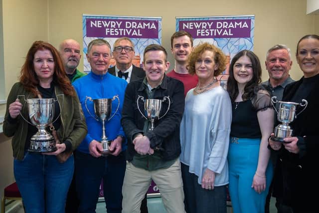 Newpoint Players, from left, Pauline Lynch, Tom Carvill, Seán Treanor, Gerry Stembridge, Mickey Brannighan, Cormac Begley, Leo Reynolds, Frances Morgan, Declan McConaghy and Siobhan Carragher. The group, who were runners up, also took home best costumes for Bernie McParland, best actor for Mickey Brannighan and most ambitious choice.