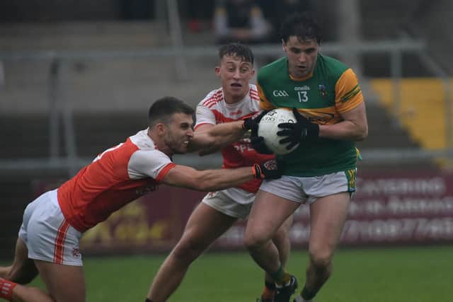 Mullaghbawn are still in danger of relegation going into the final round. Pictured is forward Eddie English.