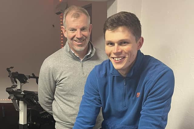 Eamonn Connolly Newry BID Manager is pictured with Callum O Neill, Owner of HEAT Health and Fitness Club, Merchant’s Quay, Newry at the launch of ‘Health in the City’. The first event on the Health in the City programme is a BURN taster session at HEAT Gym (booking only) on Monday 17th February.