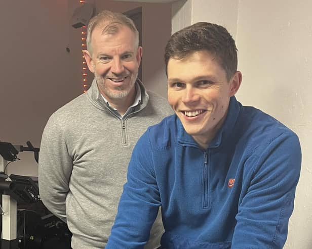 Eamonn Connolly Newry BID Manager is pictured with Callum O Neill, Owner of HEAT Health and Fitness Club, Merchant’s Quay, Newry at the launch of ‘Health in the City’.  The first event on the Health in the City programme is a BURN taster session at HEAT Gym (booking only) on Monday 17th February.