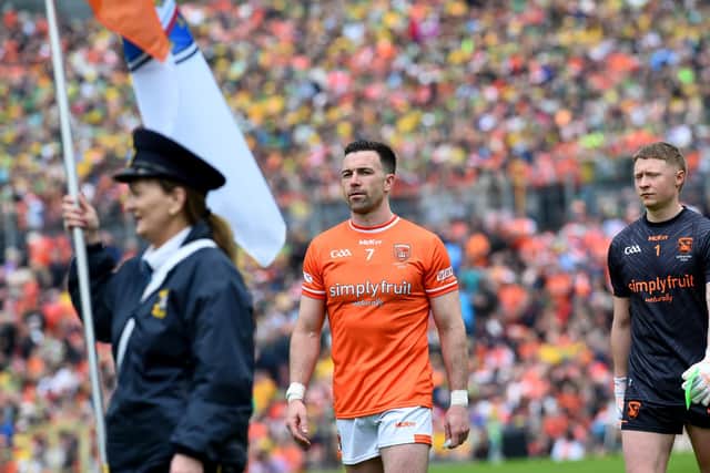 Callum O'Neill says that he looked to experienced players like Aidan Forker (pictured) when he broke onto the panel in 2023.