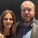 New Slieve Gullion councillor Martin Hearty with Aoife Finnegan MLA.