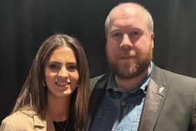 New Slieve Gullion councillor Martin Hearty with Aoife Finnegan MLA.