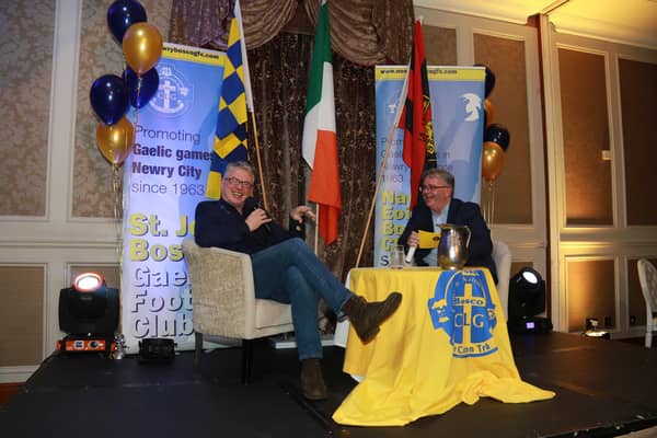 In Conversation with Joe Brolly, Aidan Shields MC at St John Bosco Jubilee Celebrations. INNR4631