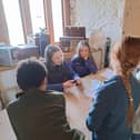 Volunteers from Our Lady’s Grammar School Newry leading an interactive workshop about Ireland’s Fossil Heritage for the P7 class from Windsor Hill Primary School at Newry and Mourne Museum, Bagenal's Castle.  Developed by The University College Cork, the workshop explored how fossils are formed, Ireland’s ancient timeline and how mass extinctions occur.