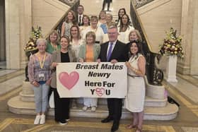 Health Minister Mike Nesbitt MLA and Newry & Armagh MLA Liz Kimmins with members of Breast Mates Newry.