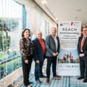 (L-R): Judith Poucher (COO, Clanrye Group), Packie Kelly (Manager, Teach Na nDaoine), Gearóid Cassidy (Director of Adult Palliative Care and Neighbourhood Model Policy, Department for Health NI), Paul Sheridan (Director of Corporate Services, SEUPB), Liam Devine (CEO, Clanrye Group), Nicholas McCrickard (Manager, County Down Rural Community Network)