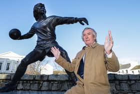 Legendary goalkeeper Pat Jennings performed the official unveiling of his statue in Kildare Street, Newry in November.  Photo by William Cherry/Presseye