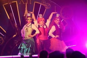 The three ugly stepsisters in SRC’s pantomime performance of Cinderella