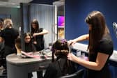 Hairdressing demonstration at SRC’s Newry campus open day.