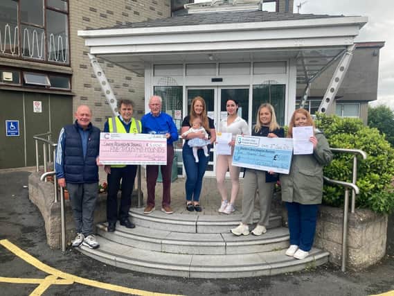 Pictured presenting charity cheques are Micheál Carlisle, Seana McShane, Niamh Colgan, Aoife Carlisle and Michaela Taylor.