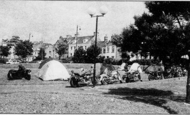 Pctured in Havelock Place Car Park in 2004 - visitors who rode into town and brought their own accommodation with them for the Blues on the Bay festival.
