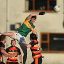 Mullaghbawn forward Joseph McCann jumps highest against Cullyhanna. Pic: Brendan Monaghan
