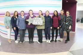 Pictured are current students on the Level 3 Dental Nursing National Diploma hoping to replicate the 100% pass rate. Pictured (L-R):  Anna Martin, Curriculum Area Manager at SRC; Michaela Rice (McCartan Dental); Danielle Gleeson (Cliffgar Dental, Banbridge), Trina Rawlins (Downshire Dental Surgery, Banbridge); Jade Johnson (Moy Orthodontist Clinic; Tilly Adare (Lawson Dental, Banbridge); Aislin Coffey (Hughes O’Boyle Dental Surgery); Natalie Dazelle (Creative Smiles); Lesley McCausland (Tutor).