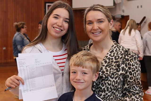 Mollie Scott celebrate her GCSE results with her  family INNR3428