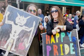 Jenny Deane (right) celebrated Newry Pride with friends back in 2019.