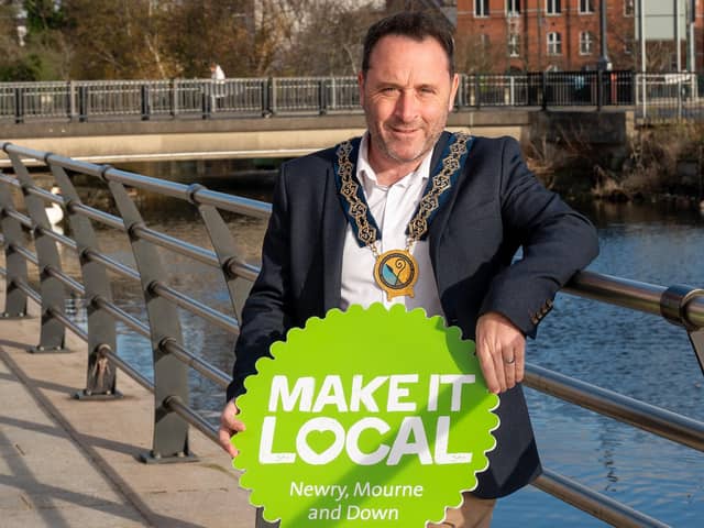 Newry, Mourne and Down District Council Chairperson Councillor Pete Byrne launches the ‘Make it Local’ Christmas Campaign.