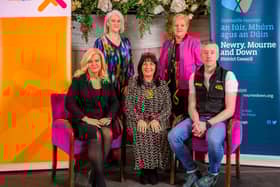 Patricia McPolin, Skills and Employability Manager, Enterprise, Employment & Regeneration, Newry, Mourne and Down District Council; Pamela Houston, Director of Cranfield Alpacas Visitor Experience;  Sarah McAvoy MD Whistledown Hotel;  NMDDC Chair Cllr Valerie Harte, Martin McMullan, Director Life Adventure.
