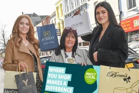 Content creators Nadia Sayers (left) and Bethany Chisholm (right) with Chairperson of Newry, Mourne.