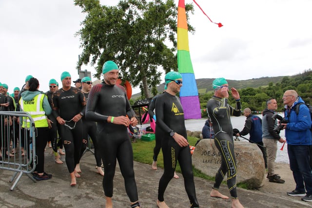 Swimmers in Wave 1 make their way down to Camlough Lake.