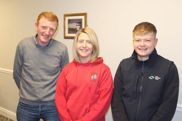Chatting at the Newry Agricultural Show AGM for 2024: Kenny Dodds, Karen Annett and Marcus Murdock.