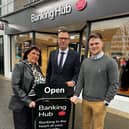 Cllr Michael Rice (right) and Cllr Valerie Harte at the opening of the Banking Hub in Kilkeel.