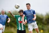 Conor Garvey, pictured in [eague action against Lisdrum,  scored one of the Mayobridge goals during their 3-0 Junior Cup victory over Seapatrick Reserves on Saturday.  Picture: Brendan Monaghan BM07