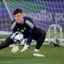 Stephen McMullan pictured in training at the Olympic Stadium in Helsinki ahead of Northern Ireland's UEFA Euro 2024 Qualifier against Finland.  Photo by William Cherry/Press Eye