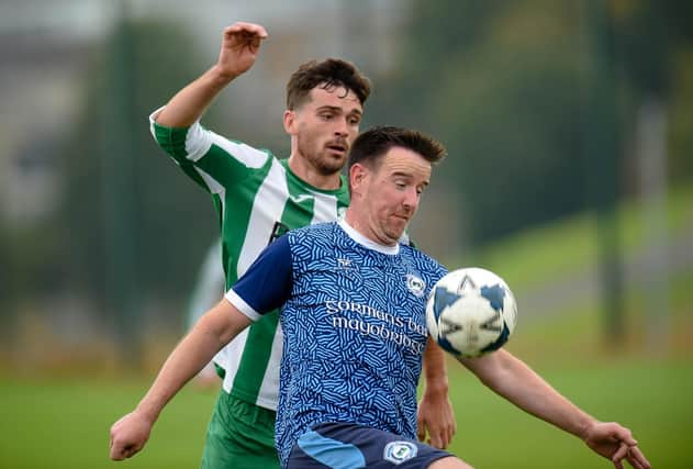 Mayobridge’s Barry Garvey (pictured) scored the winning goal as his side defeated Red Star in the Mid Ulster Shield. Pictures: Brendan Monaghan