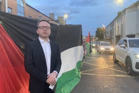 Sinn Féin MP Dáire Hughes on Monaghan Street, Newry.