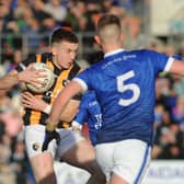 Crossmaglen's Stephen Morris and Clan na Gael's Niall Loney pictured during the Armagh SFC Final in 2023. Pic: John Merry