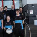 Launching the GAA Sports Academy are SRC staff and students, together with Down GAA representatives. Pictured (L-R): Back row: Rory McGreevy, Sports Development Officer at SRC; Raymond Sloan, CEO and Principal of SRC. Middle row: Conor O’Toole, Down GAA Games Development Manager; Mark Poland, Down GAA Games Promotion Officer. Front row: Gareth McAuley, 1st year Sports Science student; Ellen McCartney, 2nd year Sports Coaching student and Evan McGuinness, 2nd year Sports Science student.