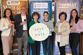 Ann-Marie McNeill & Gary Neill from Ashtree Financial along with Roisin Franklin & Joanne Campbell from Tinnelly Group at the launch of the ‘Bubbles on the Bay’ with Committee Chairwoman Caroline Grant and Sarah O’Hare from Southern Area Hospice.