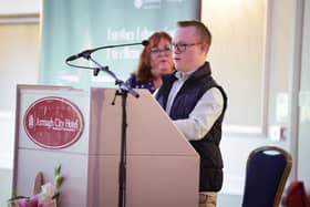 SRC student Michéal McCloy opening the Awards ceremony at the Armagh City Hotel