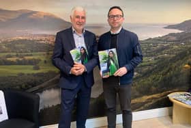 Samaritans Newry and Dundalk Branch Director Martin Darling with MP Daire Hughes