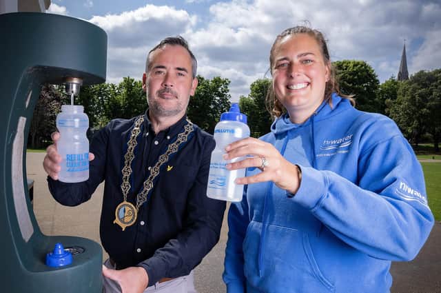 Council Chairperson Cllr Philip Campbell and NI Water education officer Anna Killen
